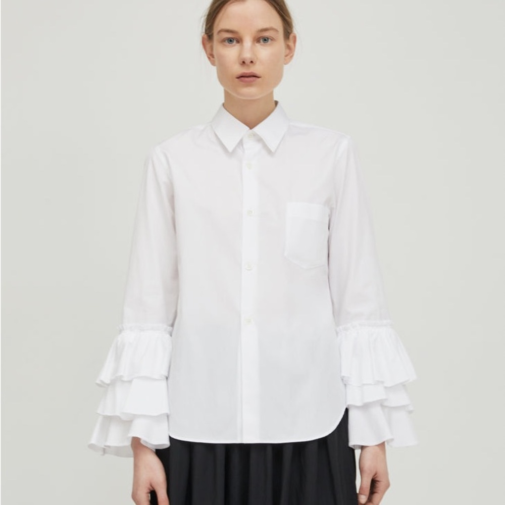 Comme des Garcons White Ruffle Sleeve Shirt - Picture 5 of 5